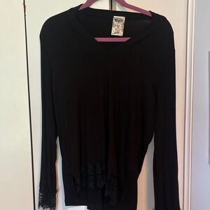Vocal Black Lace Trim Blouse